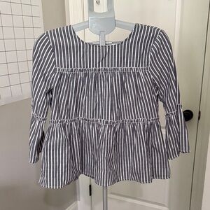 Blue Rain Pinstripe Blouse - Blue and White